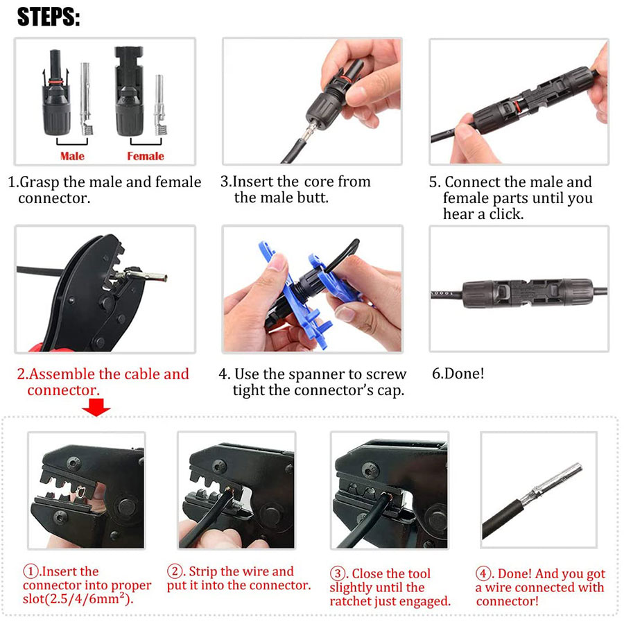 Güneş sıkma araçları 2.5-6.0mm - Mc4 Crimping Tool incelemesi ve fiyatı